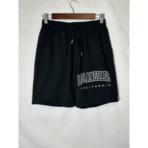 Men's Drawstring Waist Black Sweat Shorts Size S Los Angeles California Athletic